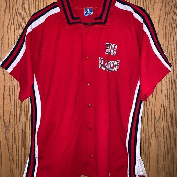 Vintage 80s Big Rapids Champion Snap Button Shirt - Picture 1 of 5
